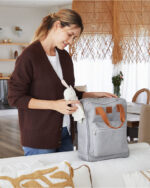 mochila-maternal-felicitas-cambiador-porta-mamadera-termico-faja-para-valija-viaje-gris-002