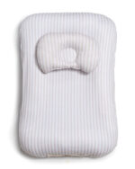 Nido ergonómico para bebé rayas beige con almohadita y manija-000