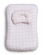 Nido ergonómico para bebé vichy rosa con almohadita y manija-000